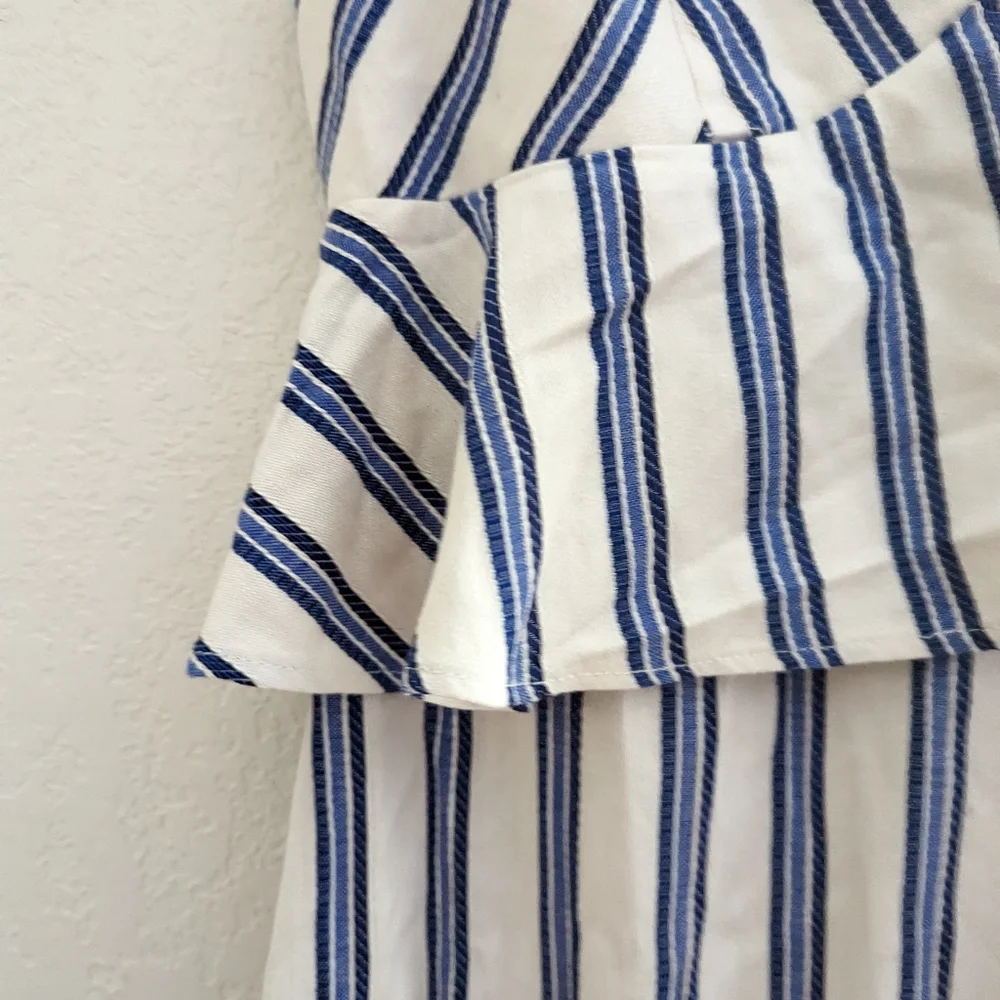 BCBGeneration Blue & White Striped Flared Jumpsuit NEW! - Picture 6 of 10
